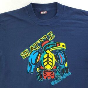 Seattle Washington Native American Bird T-Shirt Vintage Single Stitch USA XL